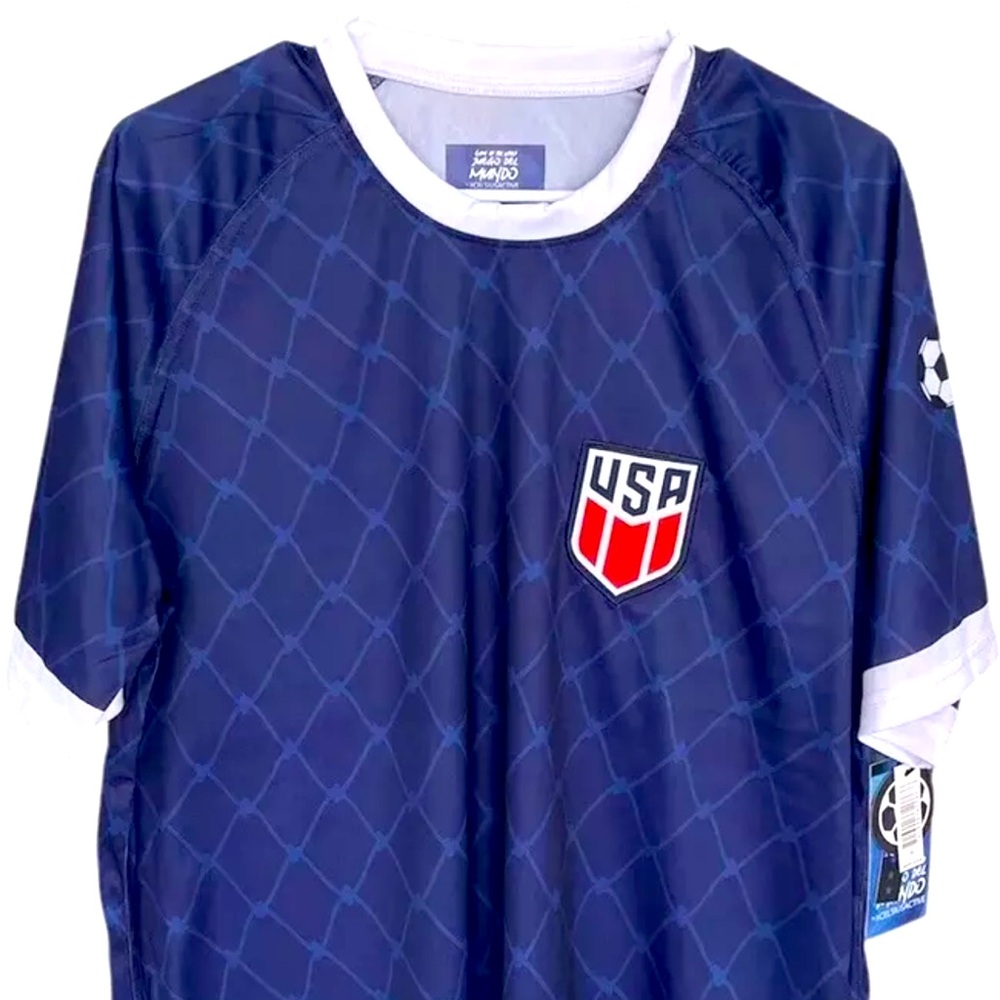 New Xcelsiusactive USA Soccer Team Blue Mens Crew Neck Short Sleeve Jersey Sz XL
